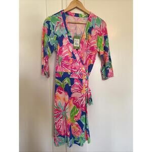 Lilly Pulitzer Marvista Benton Blue Jungle Utopia Printed Wrap Dress M